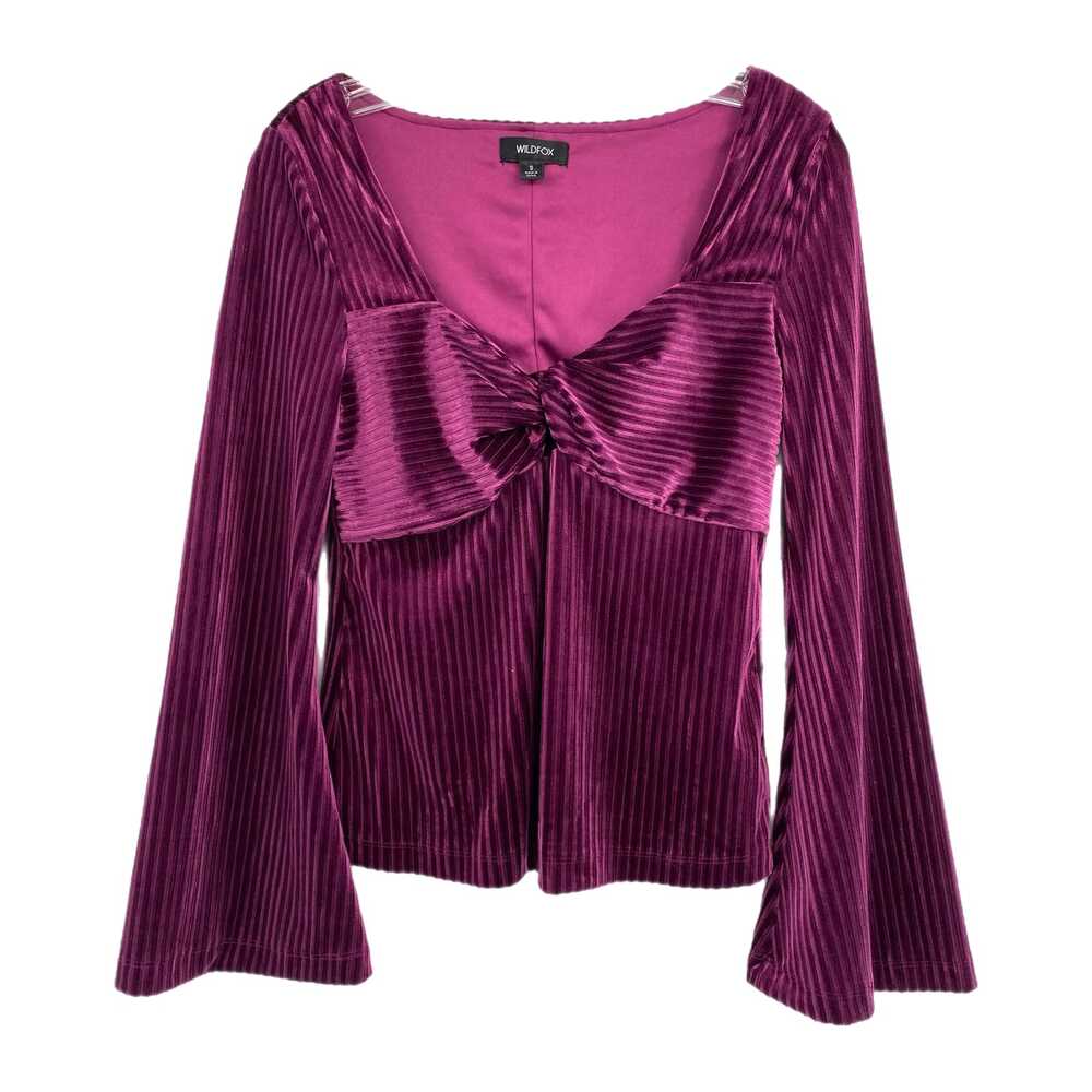 Wildfox Purple Cairo Velvet Flared Sleeve Blouse | Size S